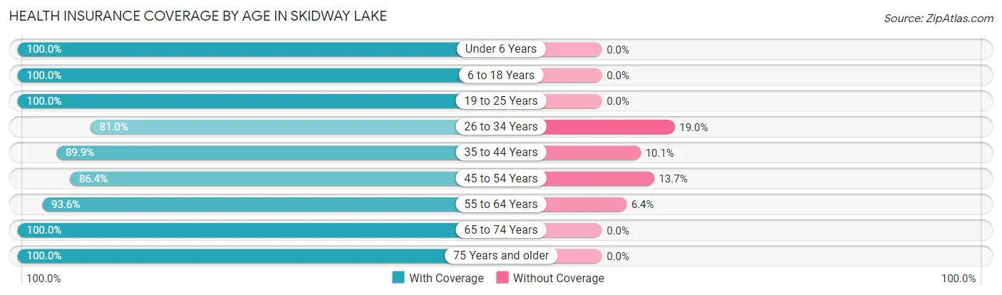 Health Insurance Coverage by Age in Skidway Lake