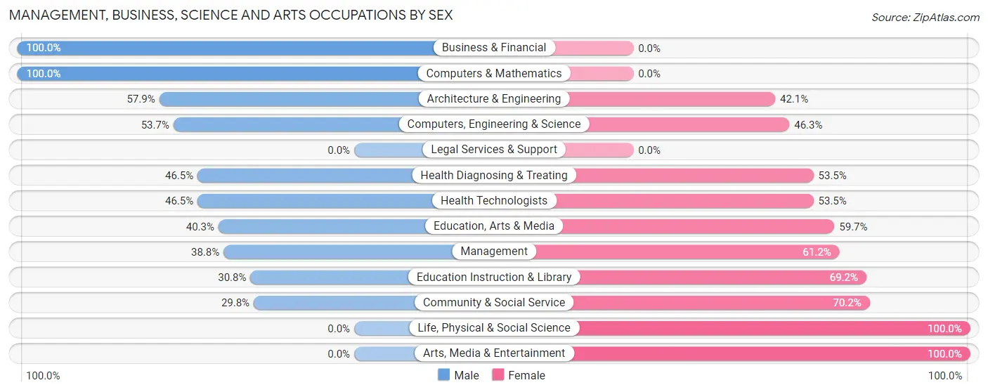 Management, Business, Science and Arts Occupations by Sex in Spring Arbor