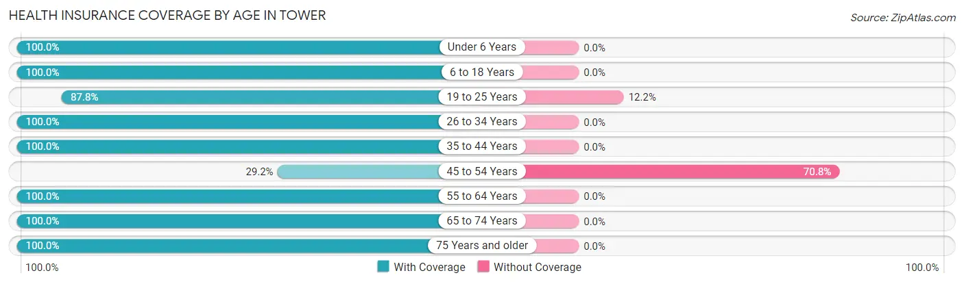 Health Insurance Coverage by Age in Tower