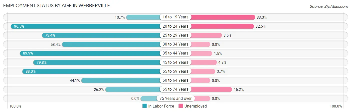 Employment Status by Age in Webberville