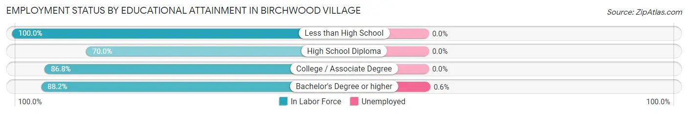 Employment Status by Educational Attainment in Birchwood Village