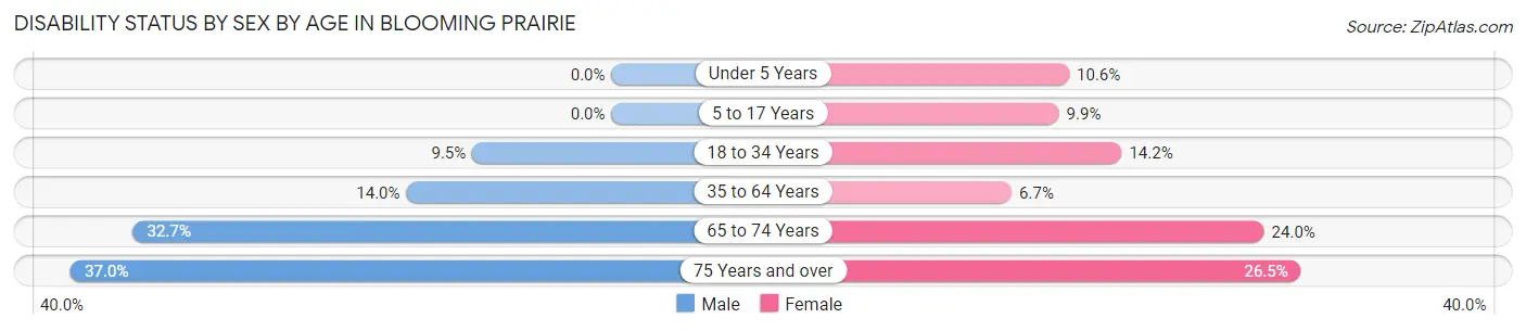 Disability Status by Sex by Age in Blooming Prairie
