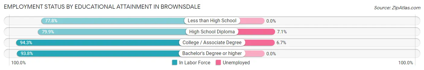 Employment Status by Educational Attainment in Brownsdale