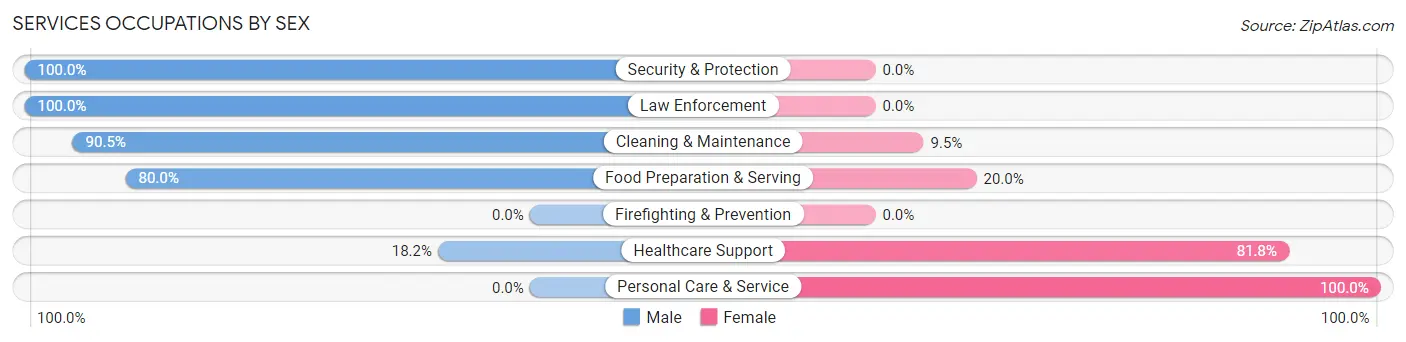 Services Occupations by Sex in Brownsdale
