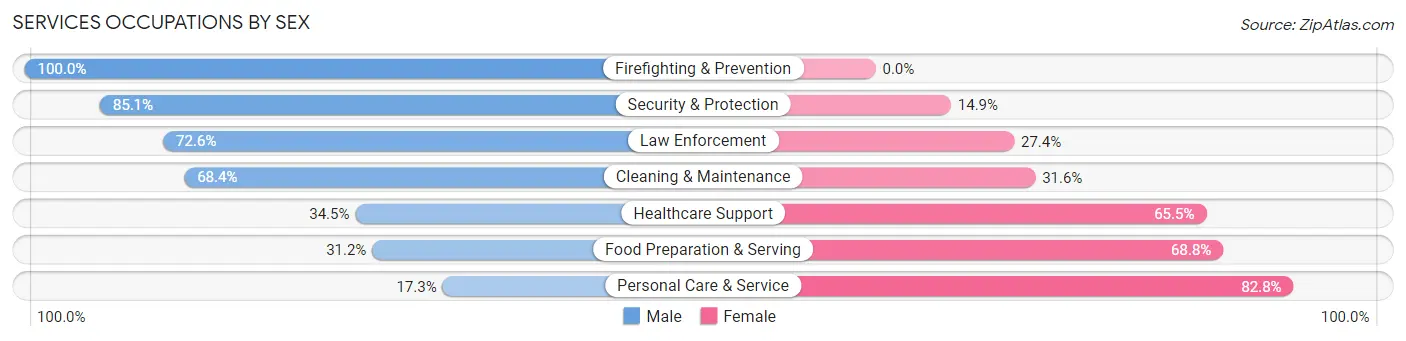 Services Occupations by Sex in Chanhassen