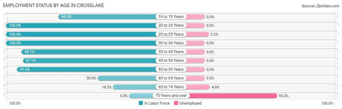 Employment Status by Age in Crosslake
