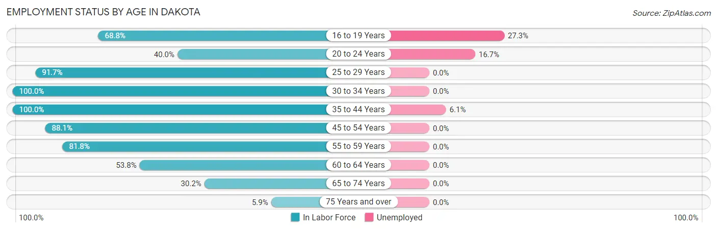 Employment Status by Age in Dakota