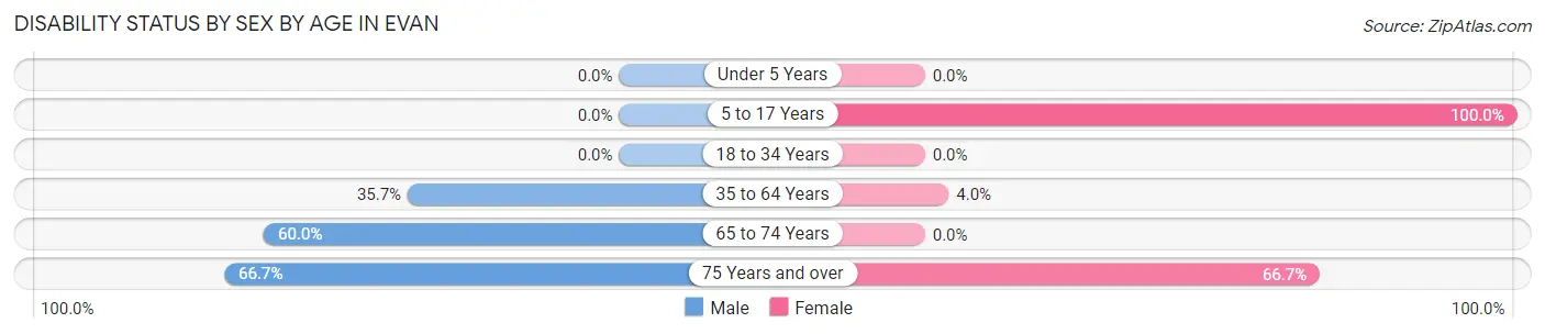 Disability Status by Sex by Age in Evan