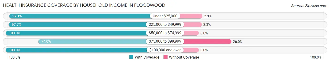 Health Insurance Coverage by Household Income in Floodwood