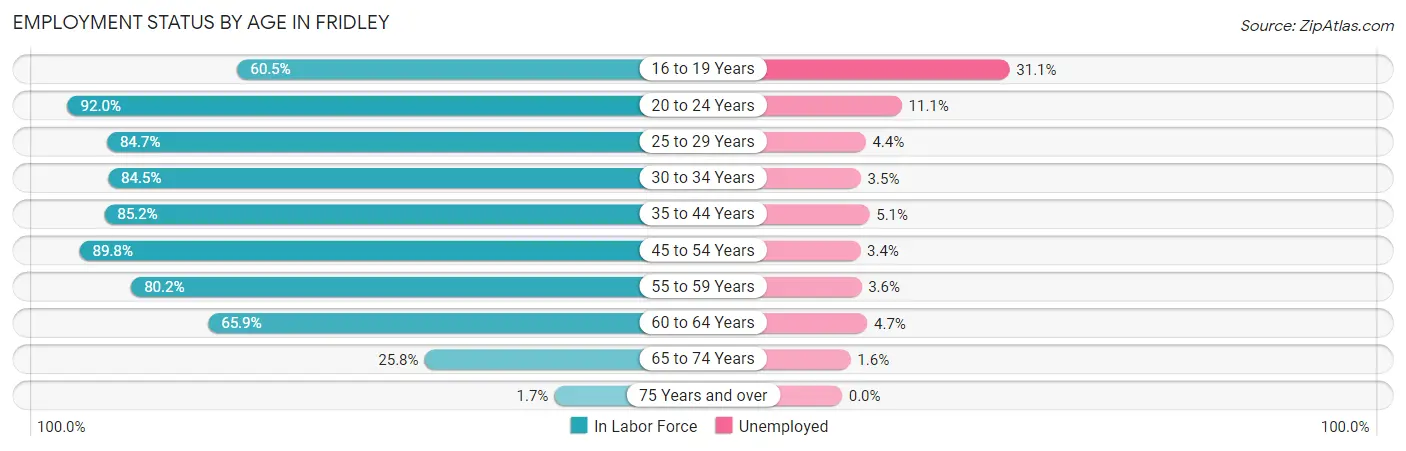 Employment Status by Age in Fridley