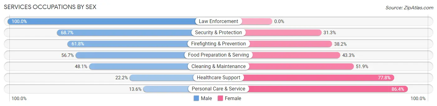 Services Occupations by Sex in Fridley