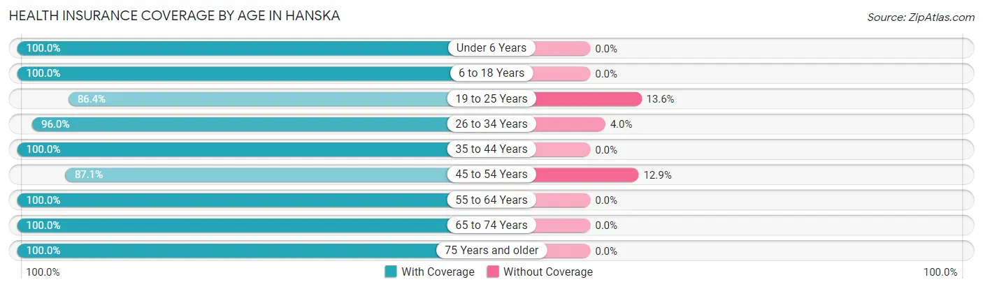 Health Insurance Coverage by Age in Hanska