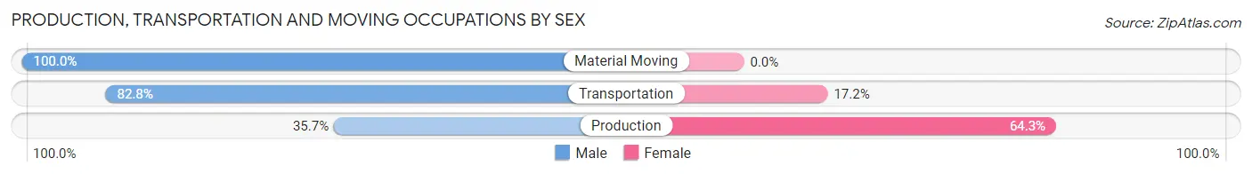 Production, Transportation and Moving Occupations by Sex in Kandiyohi