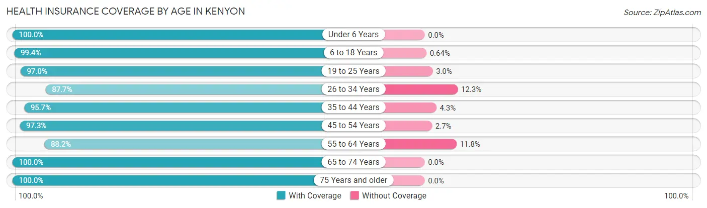 Health Insurance Coverage by Age in Kenyon