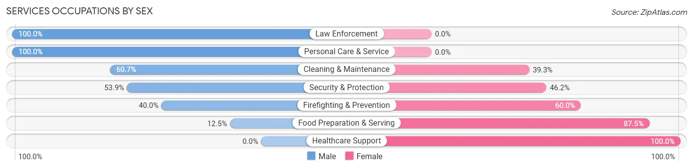 Services Occupations by Sex in Kenyon