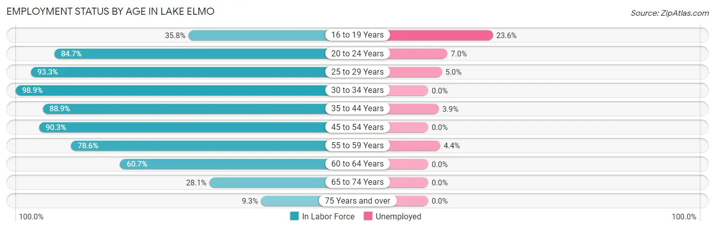 Employment Status by Age in Lake Elmo