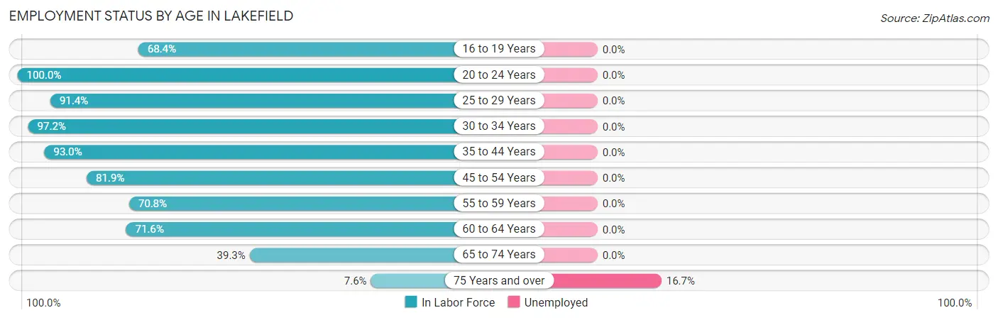 Employment Status by Age in Lakefield