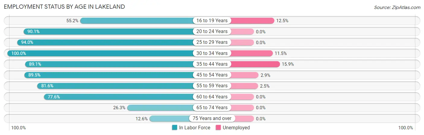 Employment Status by Age in Lakeland