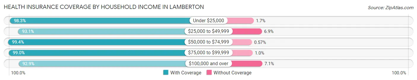 Health Insurance Coverage by Household Income in Lamberton