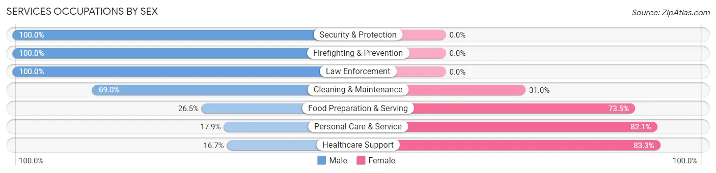 Services Occupations by Sex in Lino Lakes