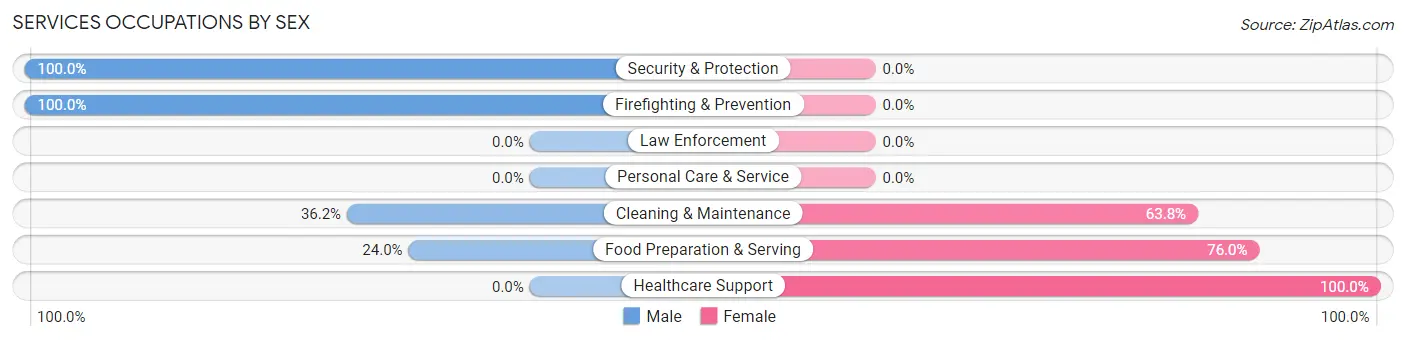 Services Occupations by Sex in Long Prairie