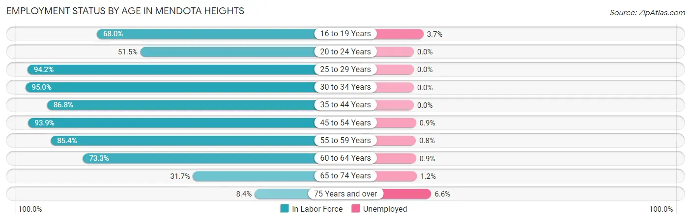 Employment Status by Age in Mendota Heights