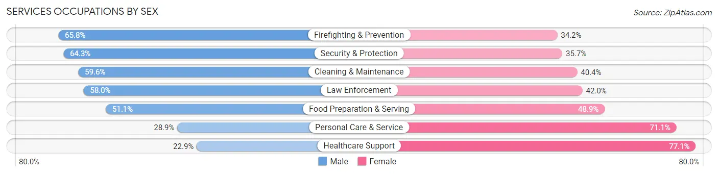 Services Occupations by Sex in Minneapolis