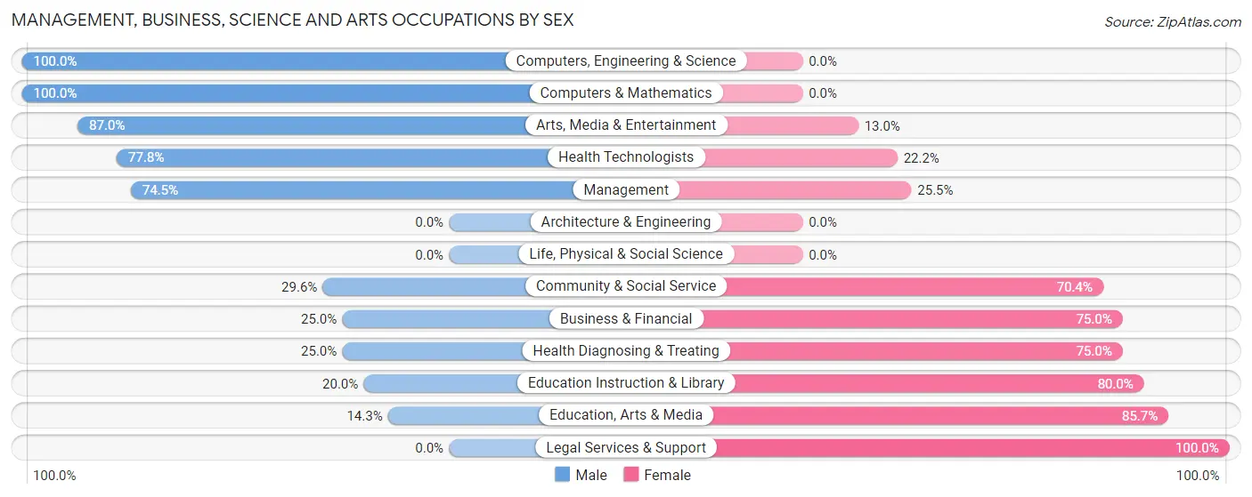 Management, Business, Science and Arts Occupations by Sex in Minneota