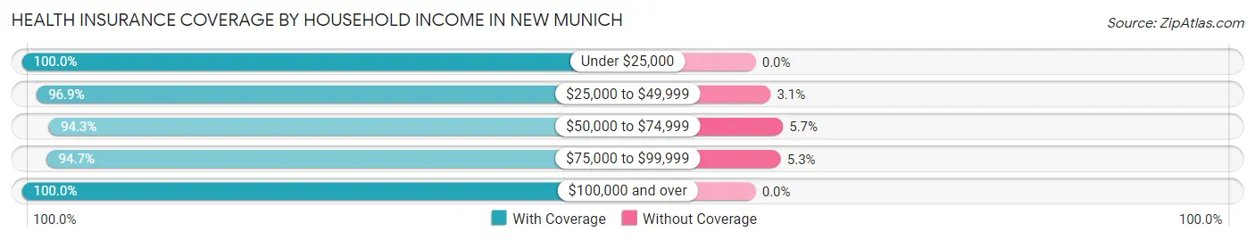 Health Insurance Coverage by Household Income in New Munich