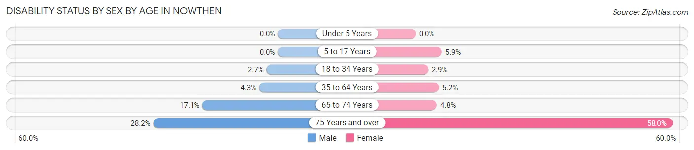 Disability Status by Sex by Age in Nowthen