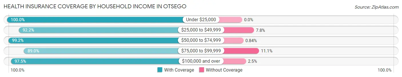 Health Insurance Coverage by Household Income in Otsego