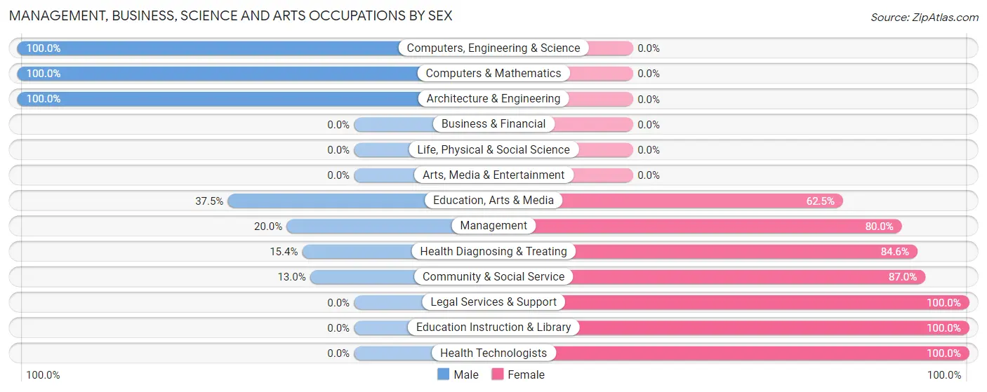 Management, Business, Science and Arts Occupations by Sex in Pine River