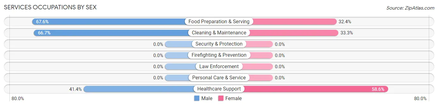 Services Occupations by Sex in Pine River