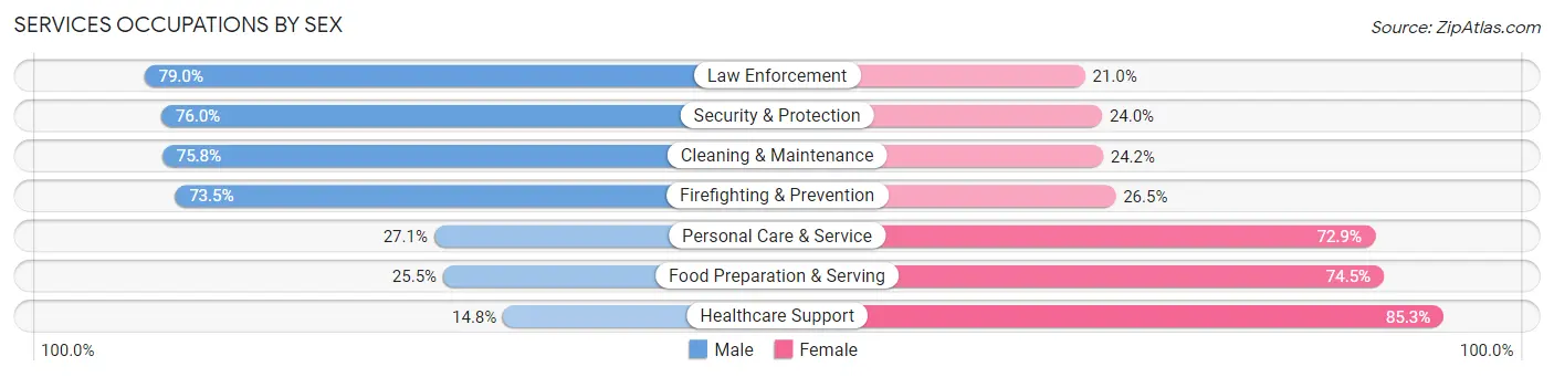 Services Occupations by Sex in Prior Lake