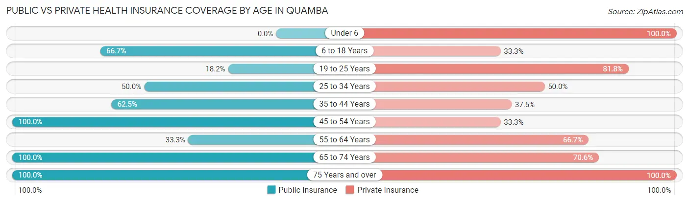 Public vs Private Health Insurance Coverage by Age in Quamba
