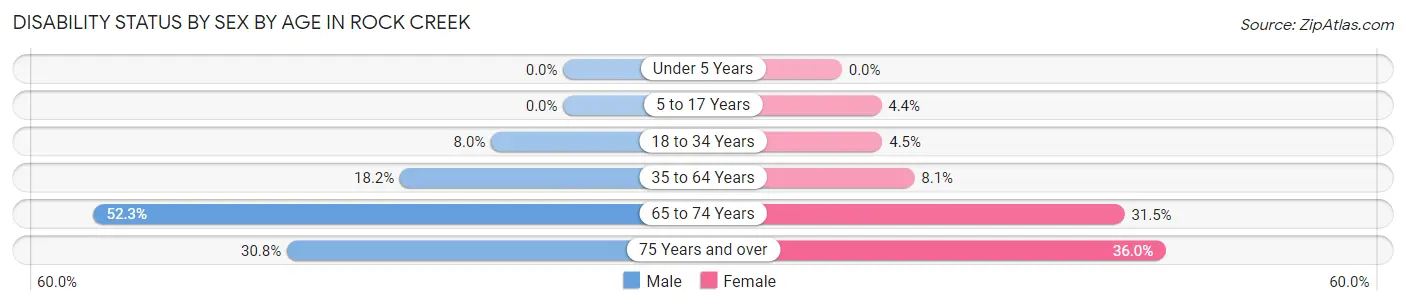 Disability Status by Sex by Age in Rock Creek