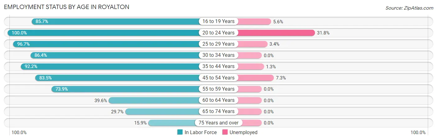 Employment Status by Age in Royalton