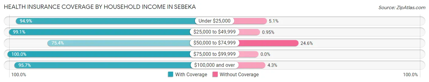 Health Insurance Coverage by Household Income in Sebeka