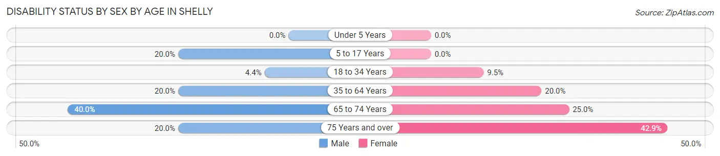 Disability Status by Sex by Age in Shelly