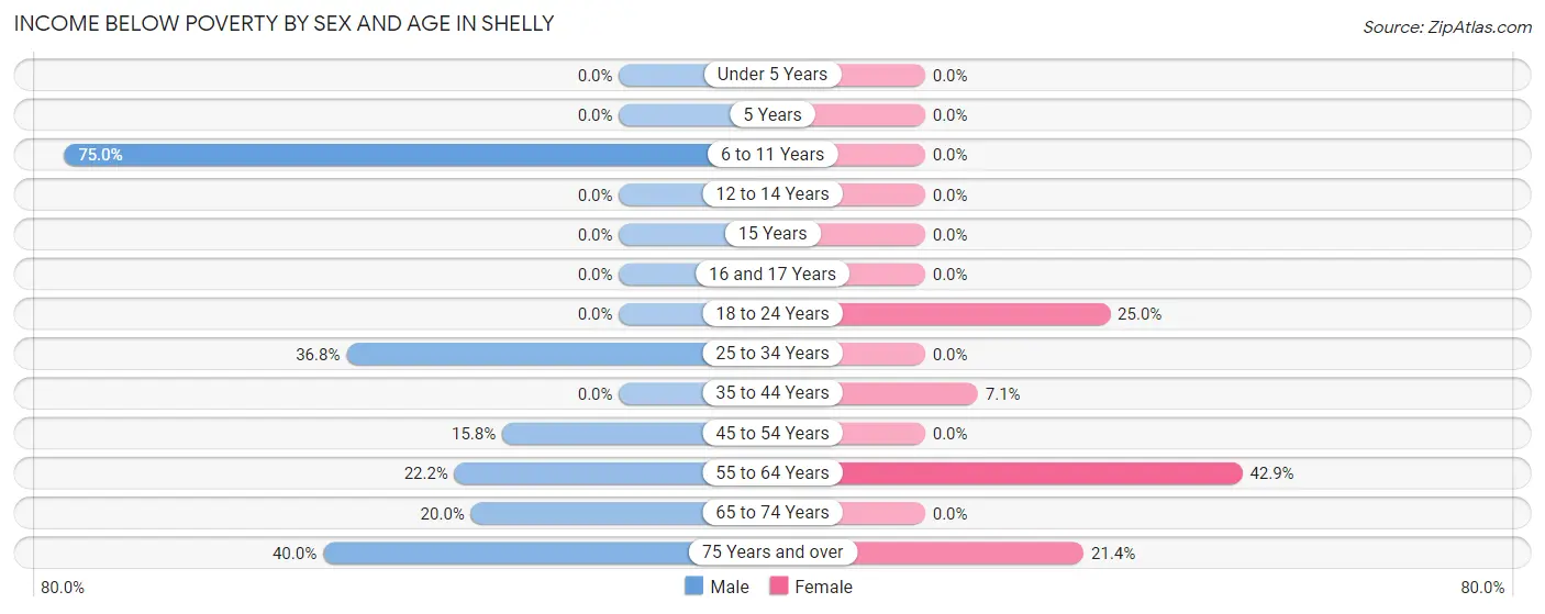 Income Below Poverty by Sex and Age in Shelly