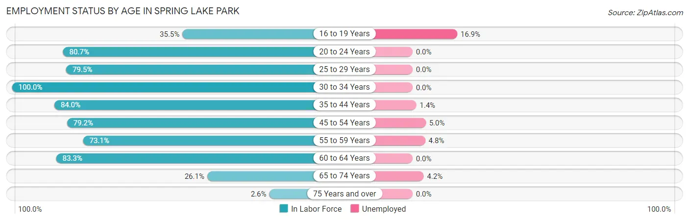 Employment Status by Age in Spring Lake Park