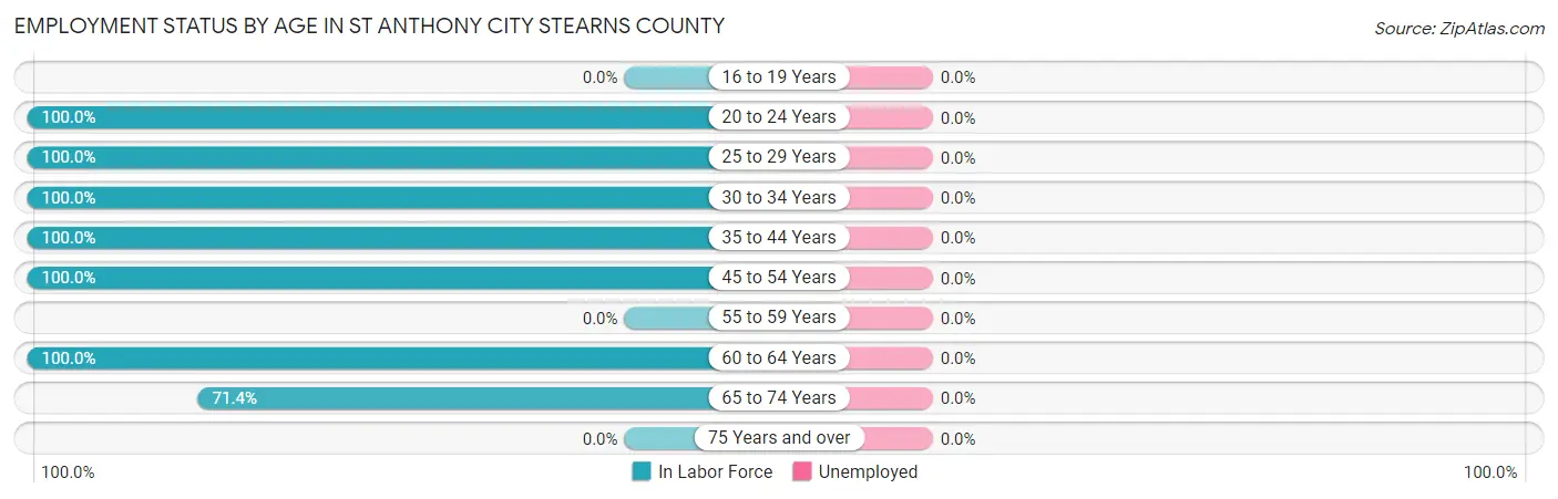 Employment Status by Age in St Anthony city Stearns County