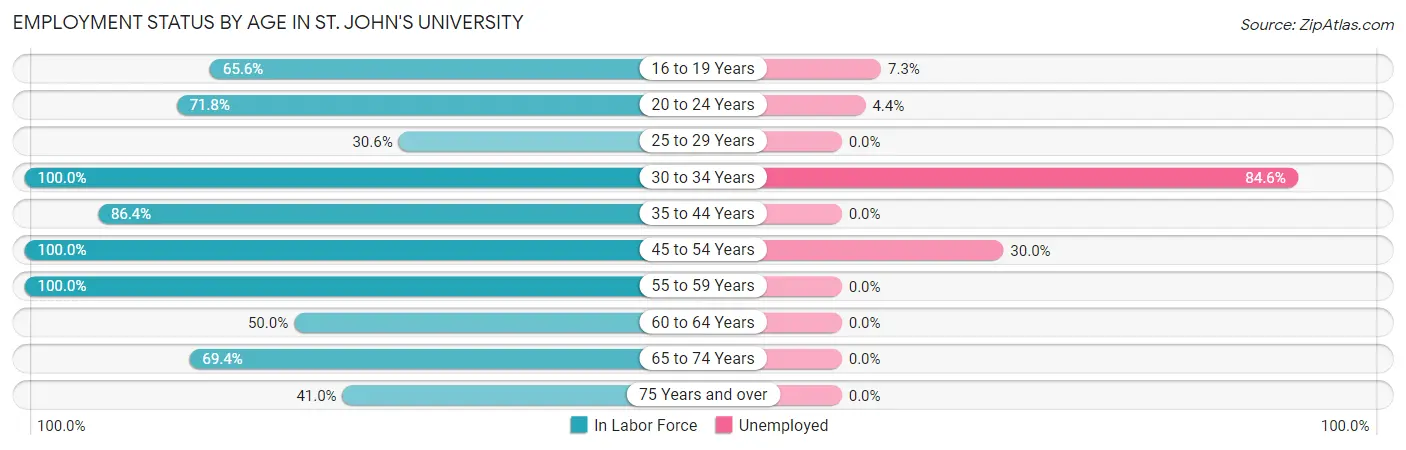Employment Status by Age in St. John's University