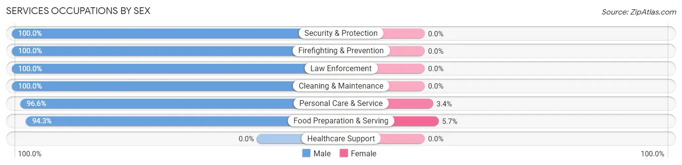 Services Occupations by Sex in St. John's University