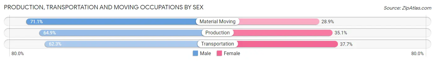 Production, Transportation and Moving Occupations by Sex in St Peter