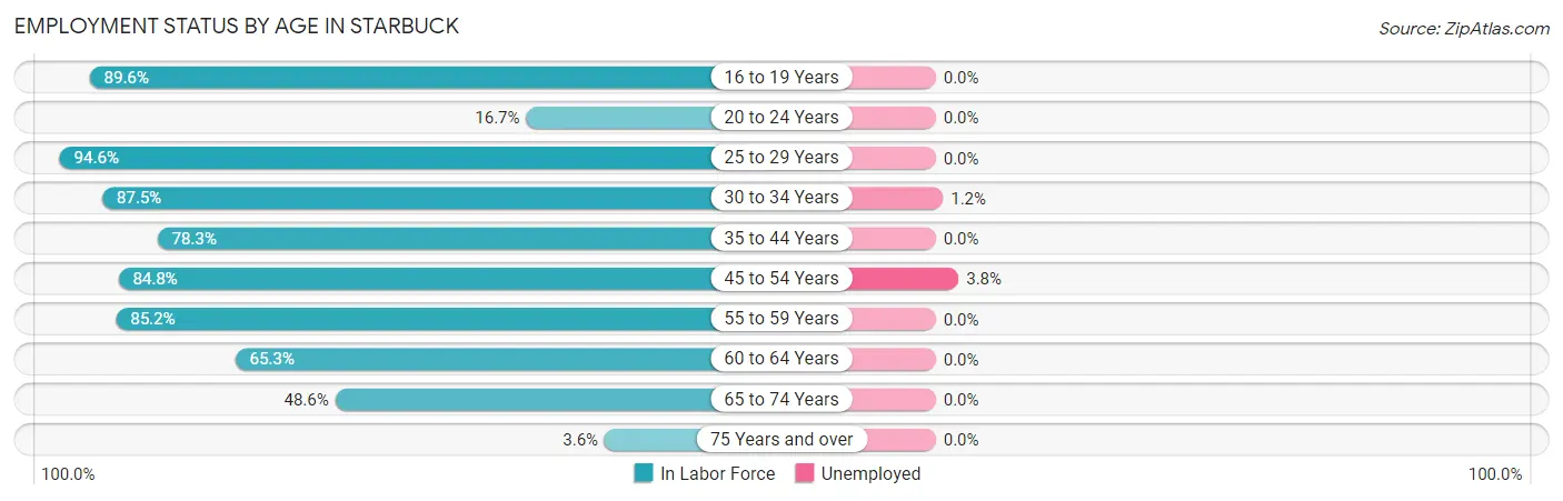 Employment Status by Age in Starbuck
