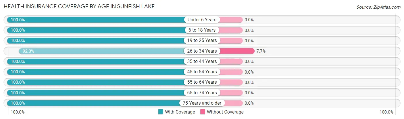 Health Insurance Coverage by Age in Sunfish Lake