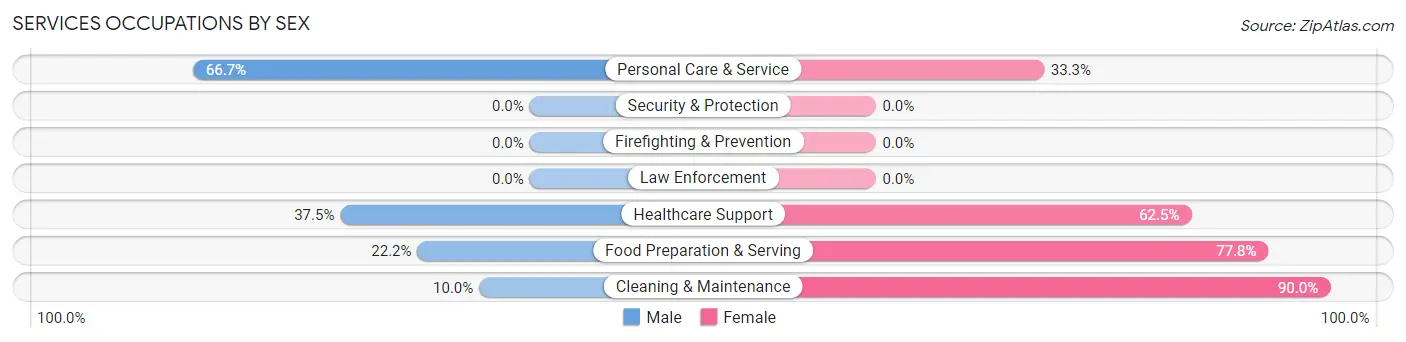 Services Occupations by Sex in Tower