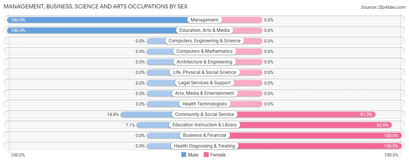 Management, Business, Science and Arts Occupations by Sex in Vergas