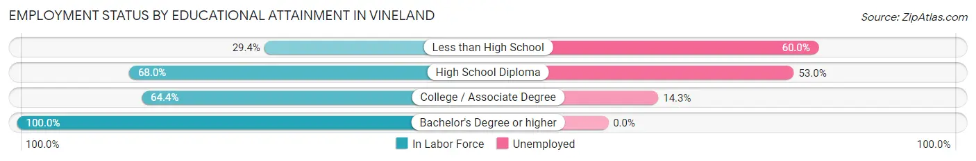 Employment Status by Educational Attainment in Vineland